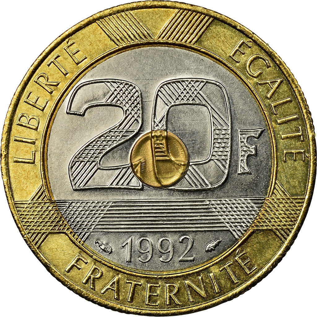 Coin, France, Mont Saint Michel, 20 Francs, 1992, Paris, AU(55-58)