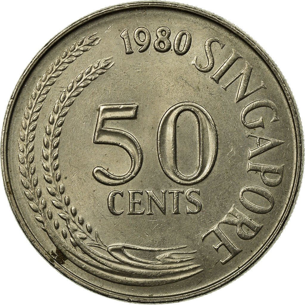 Moeda, Singapura, 50 Cents, 1980, Singapore Mint, EF(40-45), Cobre-níquel, KM:5