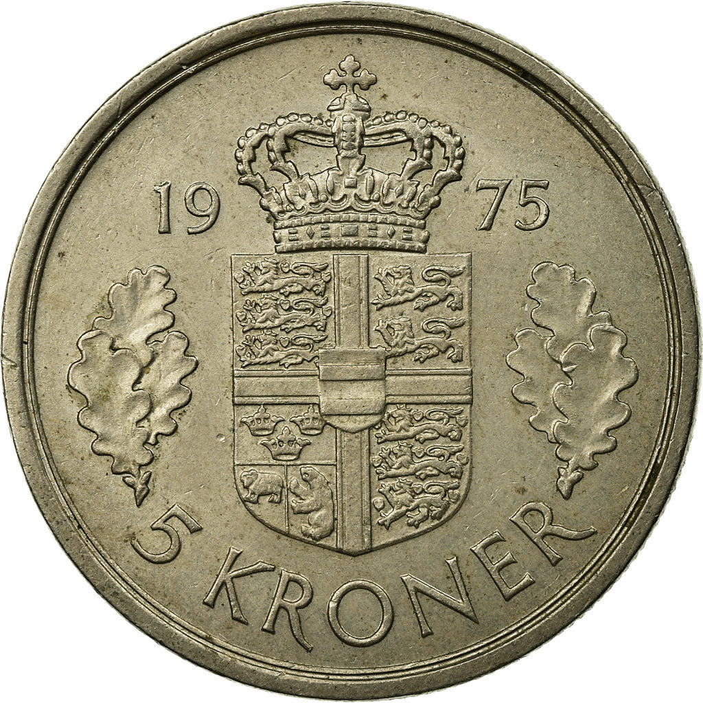 Monnaie, Danemark, Margrethe II, 5 Kroner, 1975, Copenhagen, TTB, Copper-nickel