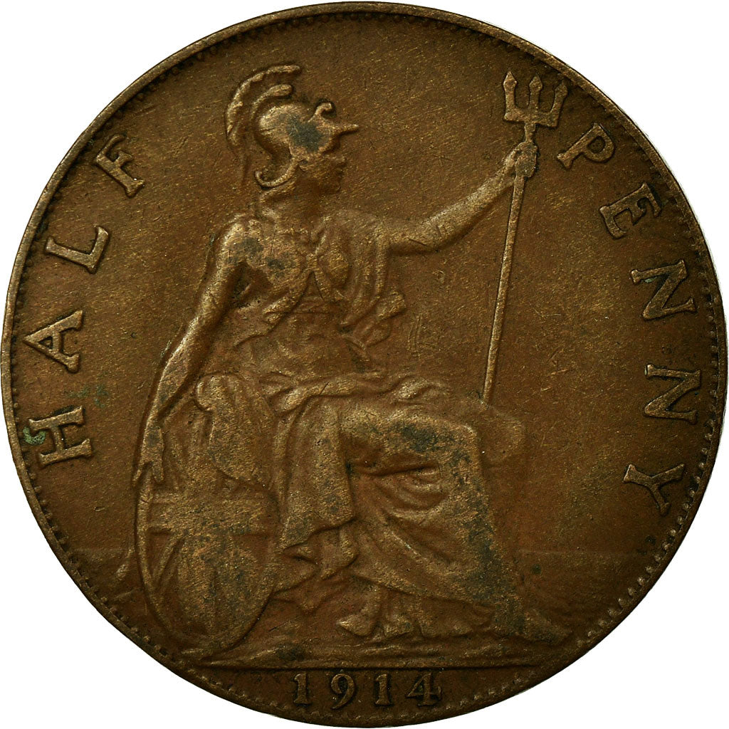 Coin, Great Britain, George V, 1/2 Penny, 1914, EF(40-45), Bronze, KM:809