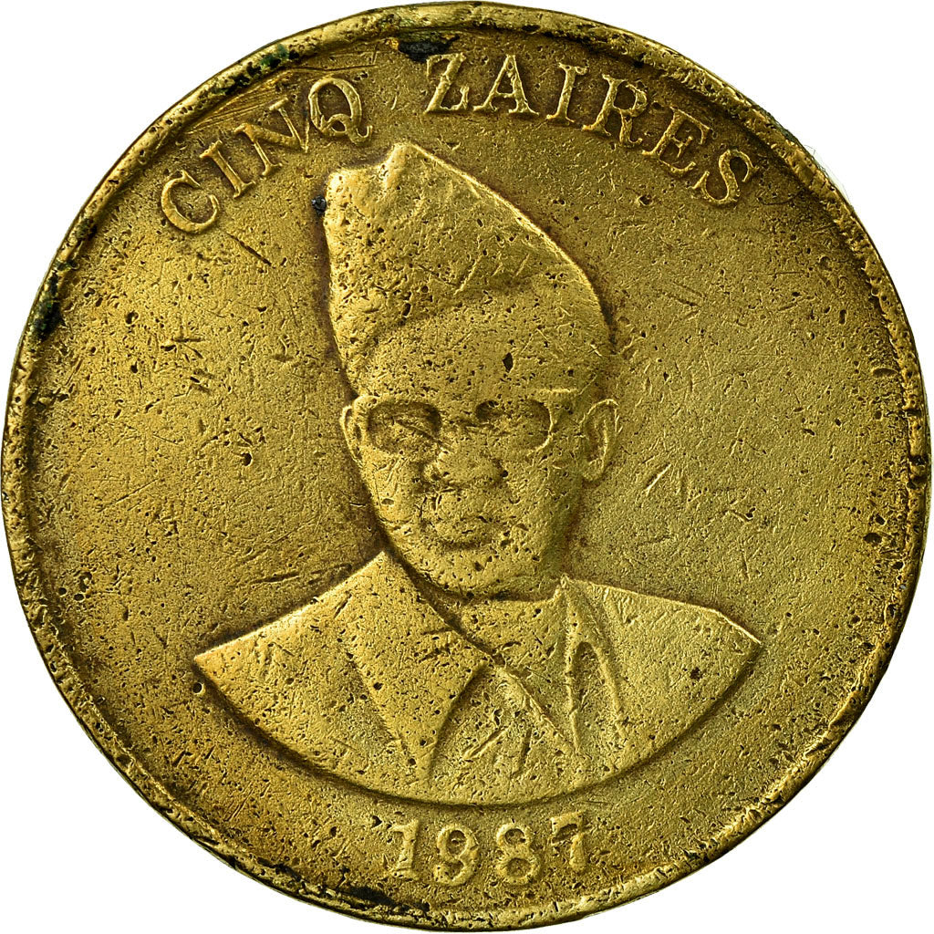 Coin, Zaire, 5 Zaïres, 1987, VF(30-35), Brass, KM:14