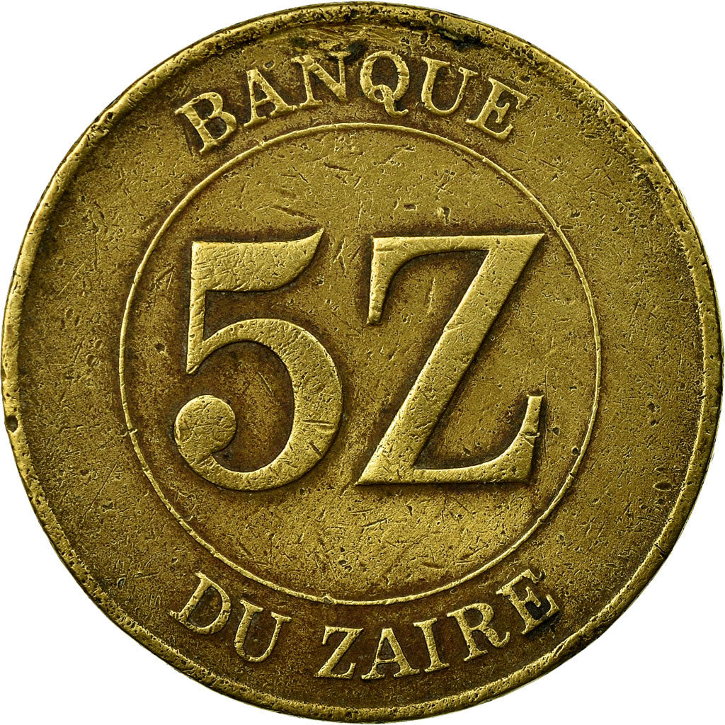 Coin, Zaire, 5 Zaïres, 1987, VF(30-35), Brass, KM:14