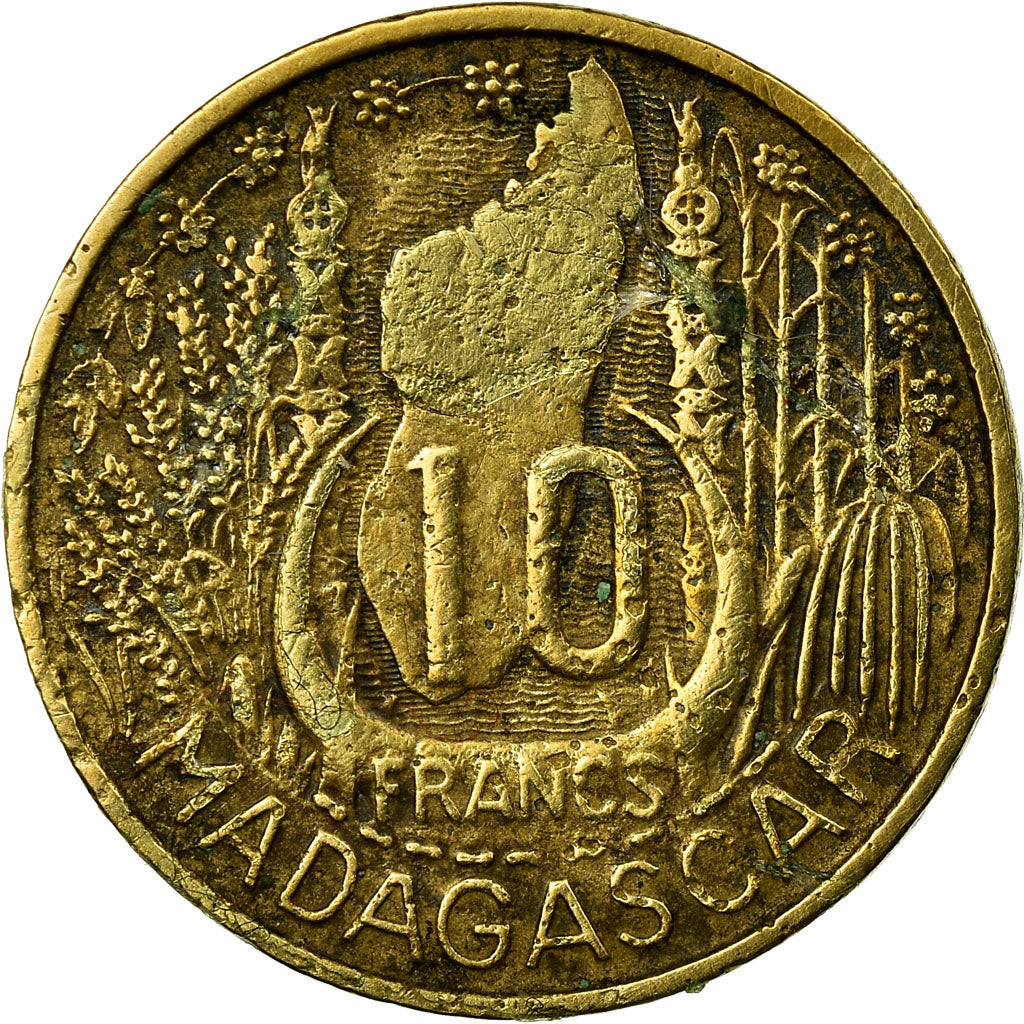 Coin, Madagascar, 10 Francs, 1953, Paris, VF(30-35), Aluminum-Bronze, KM:6