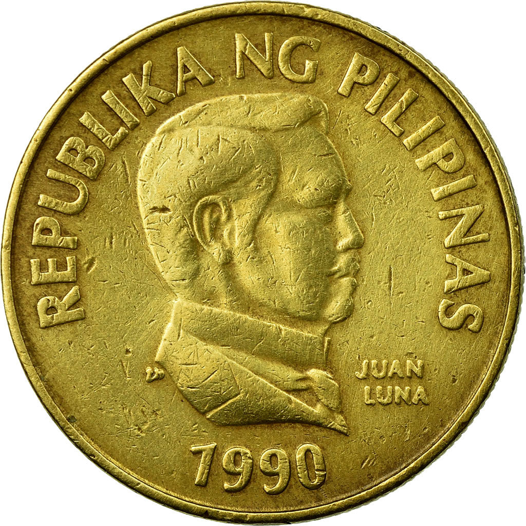 Coin, Philippines, 25 Sentimos, 1990, EF(40-45), Brass, KM:241.1