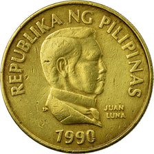 Coin, Philippines, 25 Sentimos, 1990, EF(40-45), Brass, KM:241.1