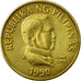 Coin, Philippines, 25 Sentimos, 1990, EF(40-45), Brass, KM:241.1