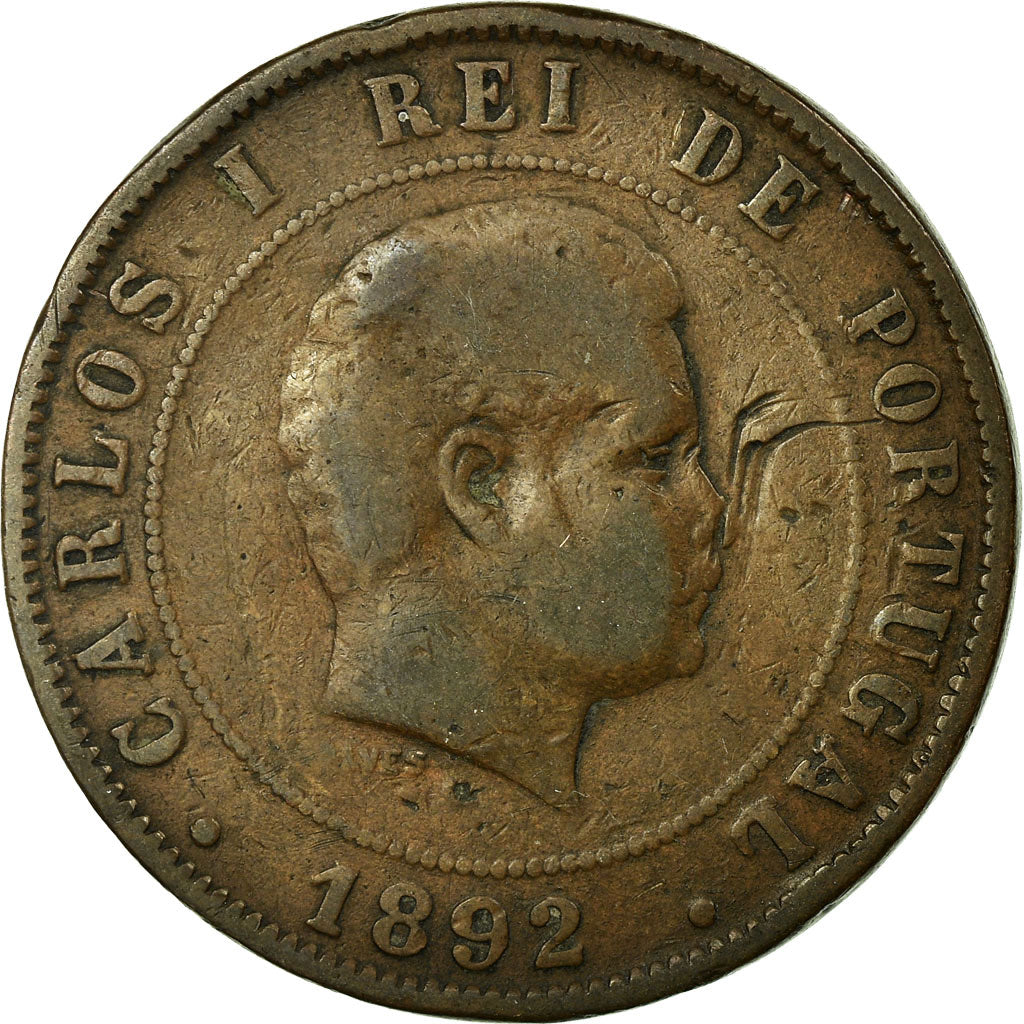 Coin, Portugal, Carlos I, 20 Reis, 1892, F(12-15), Bronze, KM:533