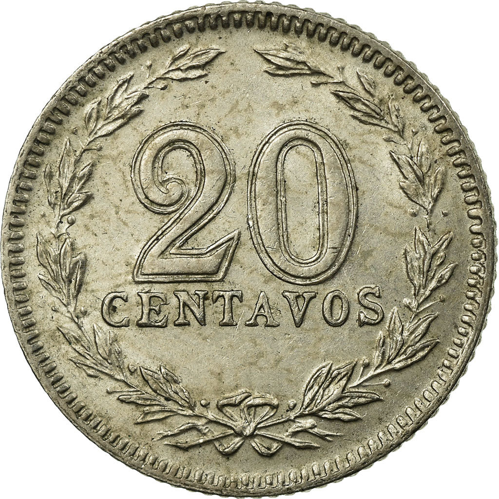 Moeda, Argentina, 20 Centavos, 1913, EF(40-45), Cobre-níquel, KM:36