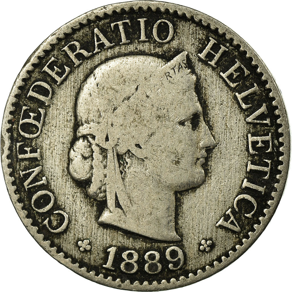 Münze, Schweiz, 5 Rappen, 1889, Bern, S, Copper-nickel, KM:26