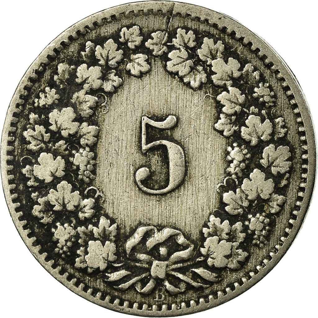 Münze, Schweiz, 5 Rappen, 1889, Bern, S, Copper-nickel, KM:26