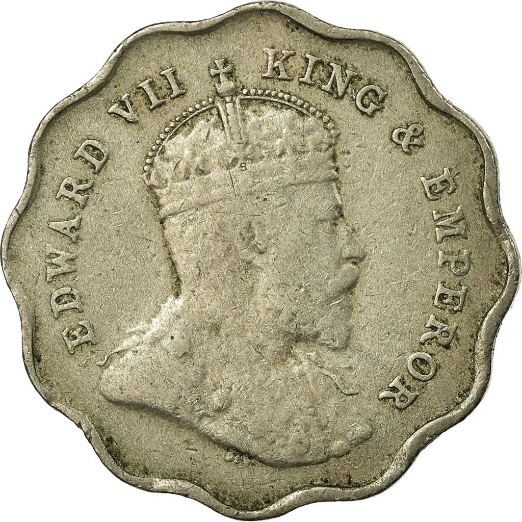 Coin, INDIA-BRITISH, Edward VII, Anna, 1908, EF(40-45), Copper-nickel, KM:504