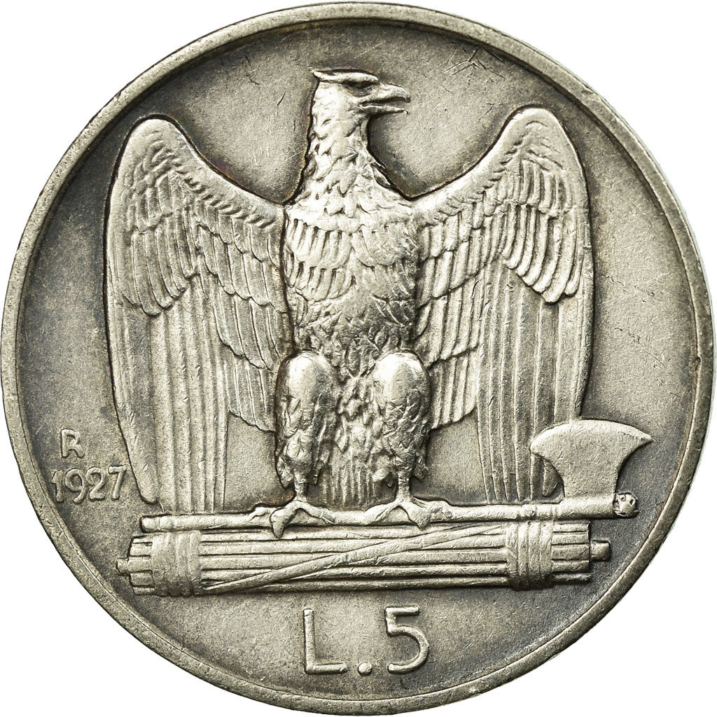 Coin, Italy, Vittorio Emanuele III, 5 Lire, 1927, Rome, EF(40-45), Silver