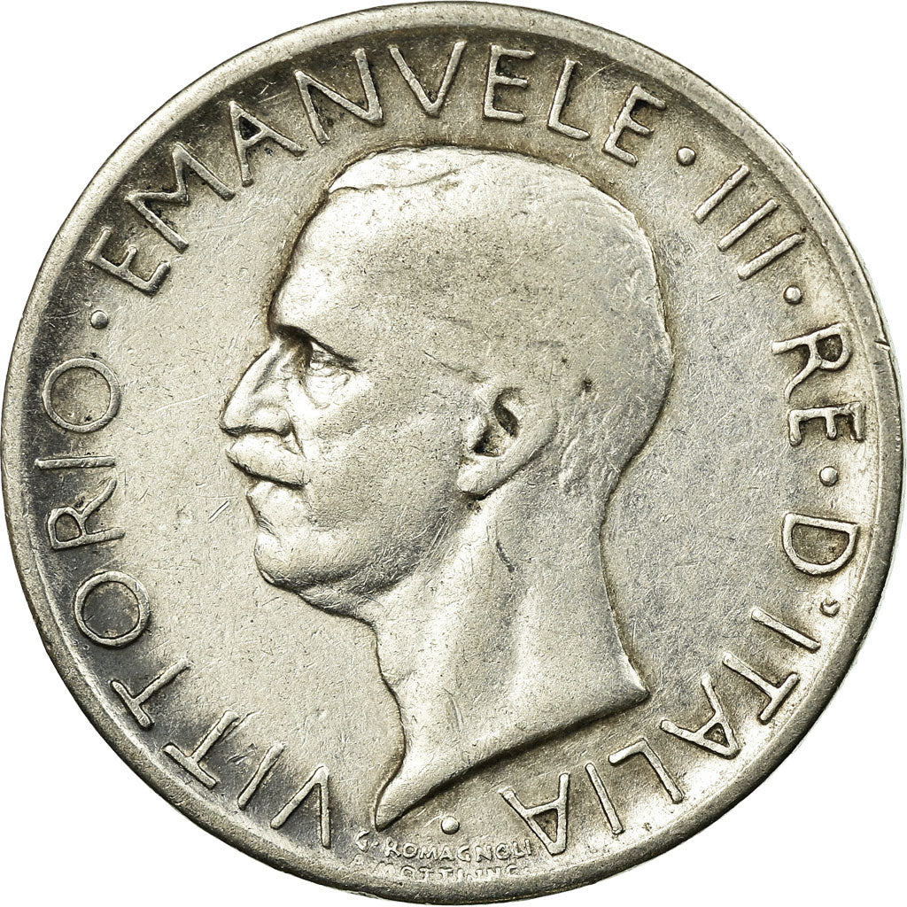 Coin, Italy, Vittorio Emanuele III, 5 Lire, 1929, Rome, VF(30-35), Silver
