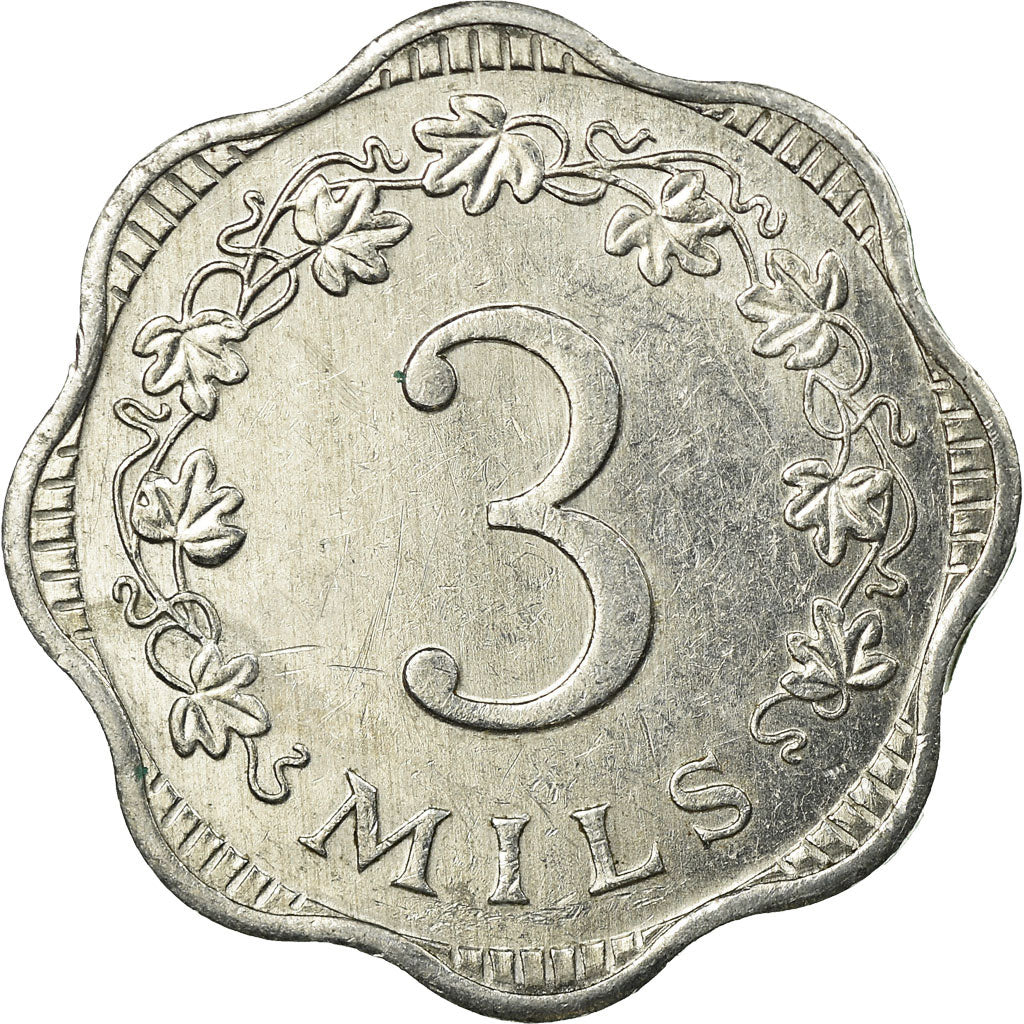 Coin, Malta, 3 Mils, 1972, British Royal Mint, EF(40-45), Aluminum, KM:6