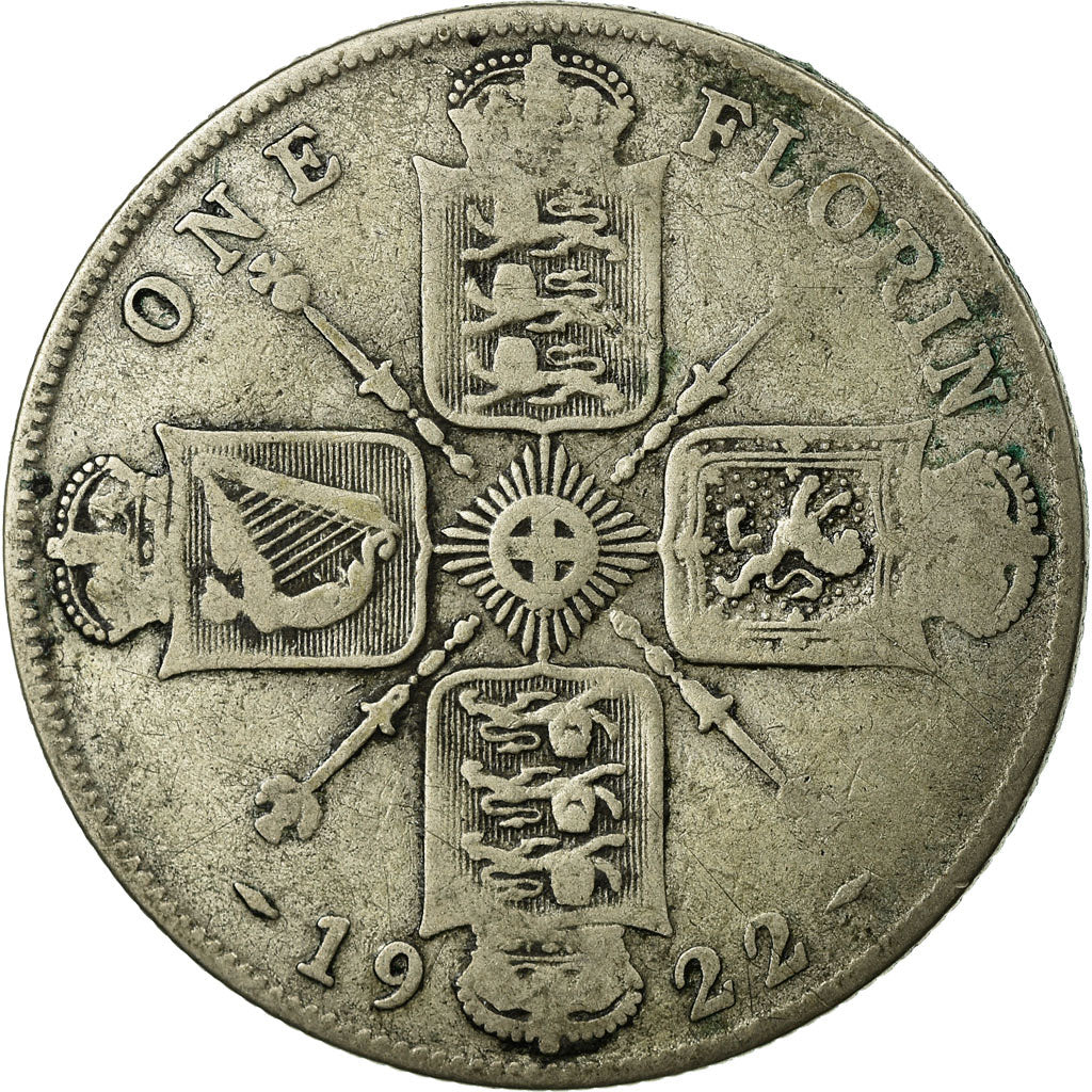 Coin, Great Britain, George V, Florin, Two Shillings, 1922, VF(20-25), Silver