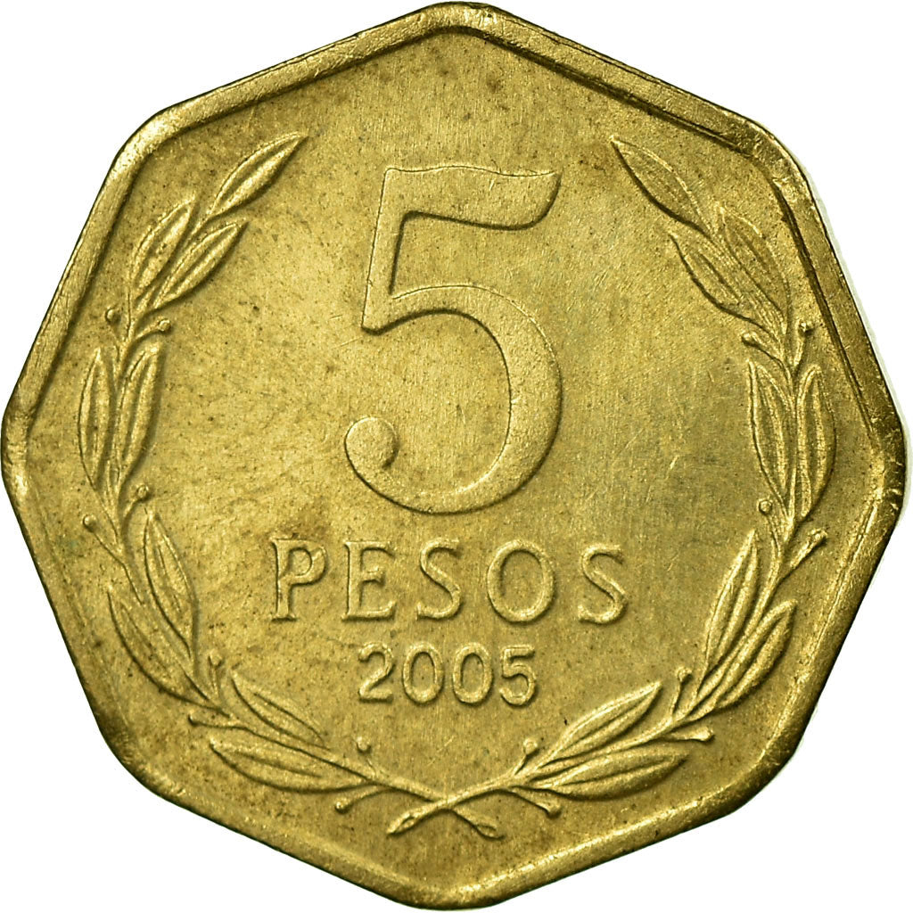 Coin, Chile, 5 Pesos, 2005, Santiago, EF(40-45), Aluminum-Bronze, KM:232