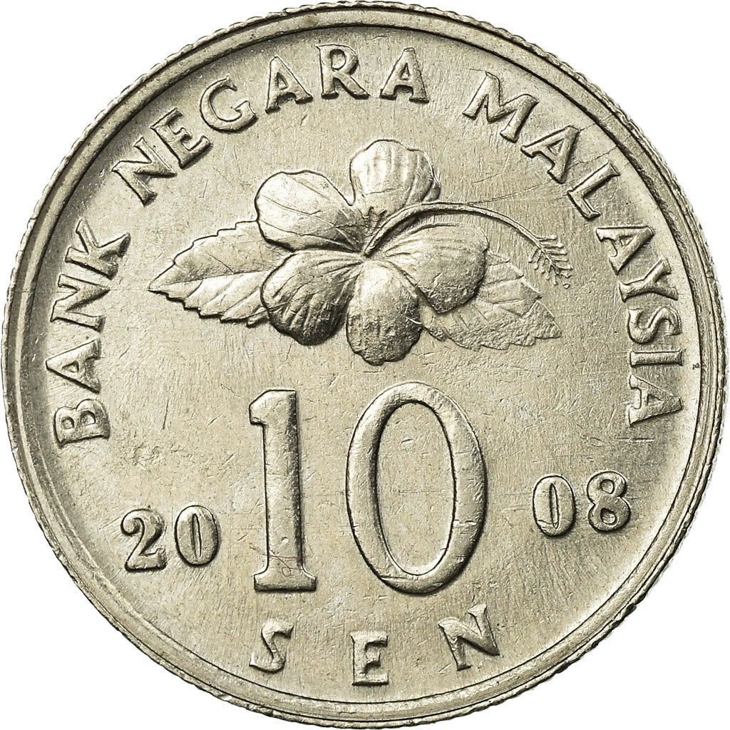 Munten, Maleisië, 10 Sen, 2008, ZF, Copper-nickel, KM:51
