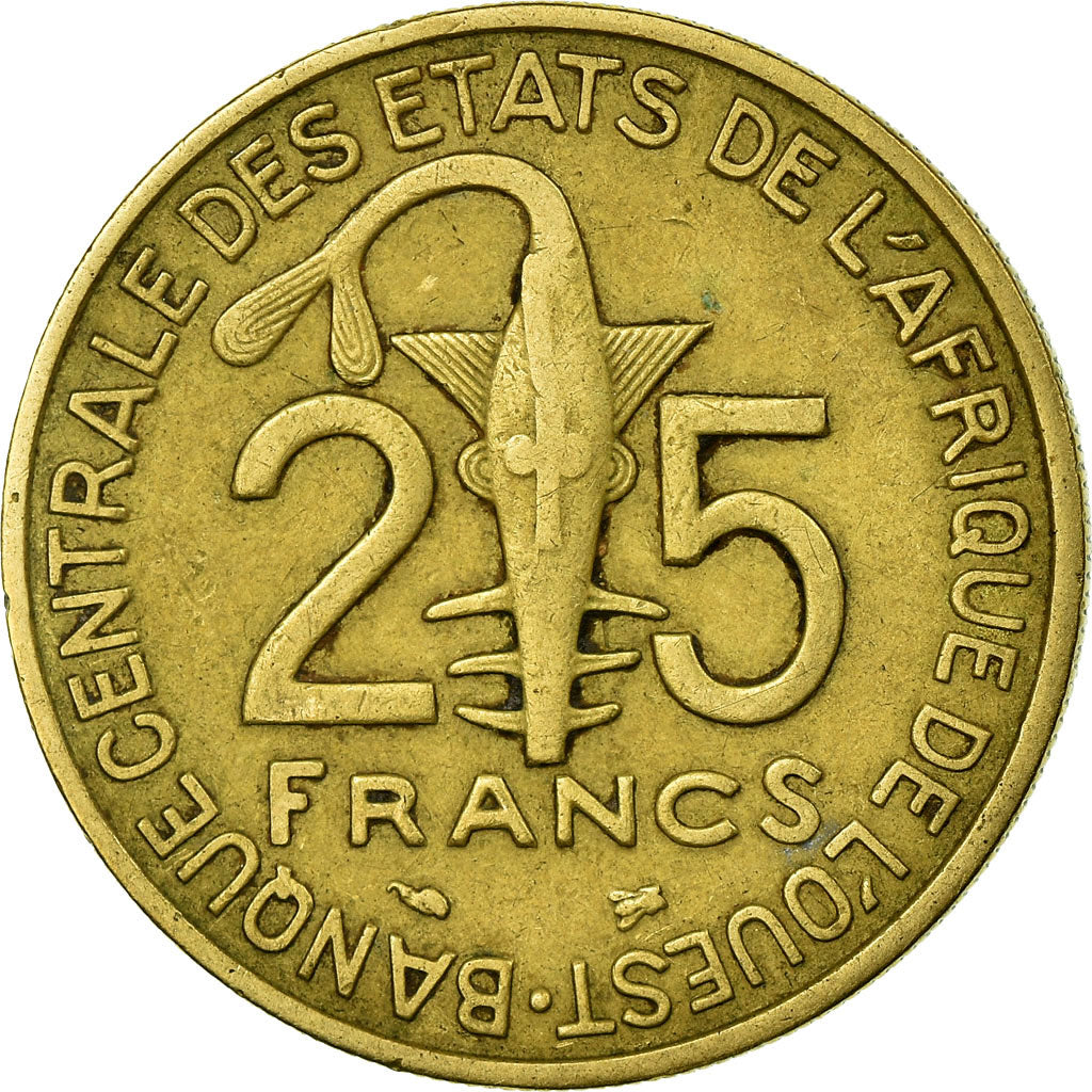 Moneda, Estados del África Occidental, 25 Francs, 1997, MBC, Aluminio - bronce