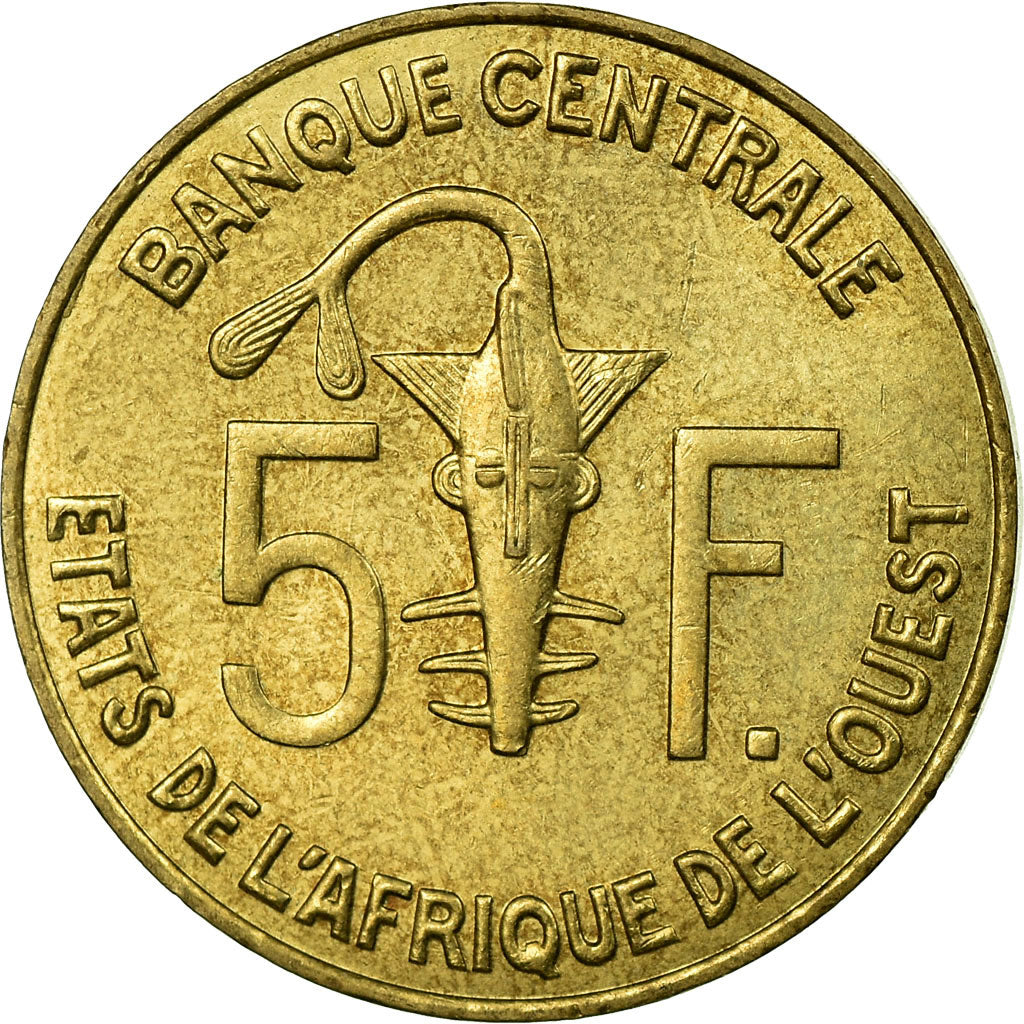 Coin, West African States, 5 Francs, 2003, EF(40-45), Aluminum-Nickel-Bronze