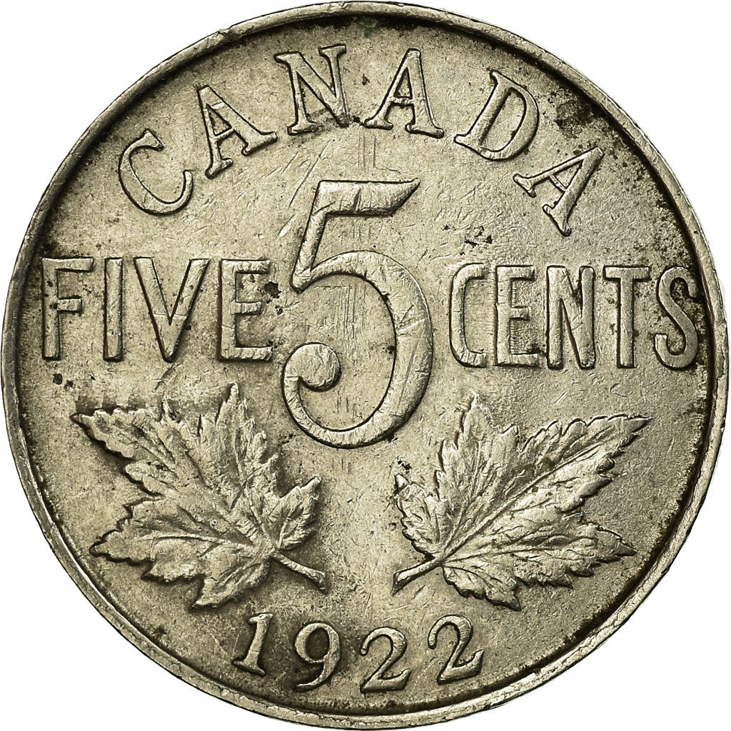 Monnaie, Canada, George V, 5 Cents, 1922, Royal Canadian Mint, Ottawa, TTB
