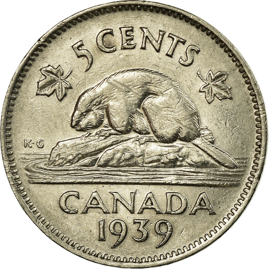 Moneta, Canada, George VI, 5 Cents, 1939, Royal Canadian Mint, Ottawa, BB