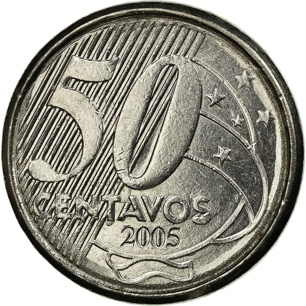 Münze, Brasilien, 50 Centavos, 2005, SS, Stainless Steel, KM:651a