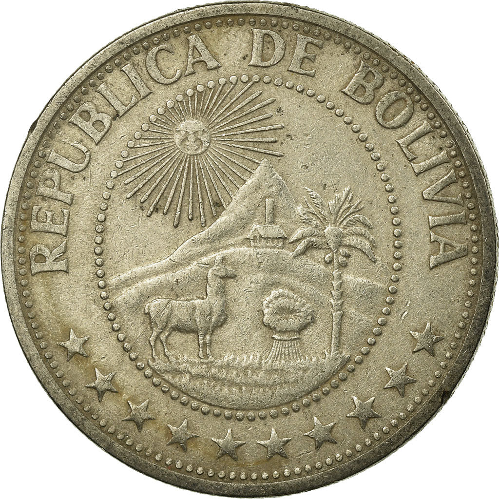 Münze, Bolivien, Peso Boliviano, 1968, SS, Nickel Clad Steel, KM:192