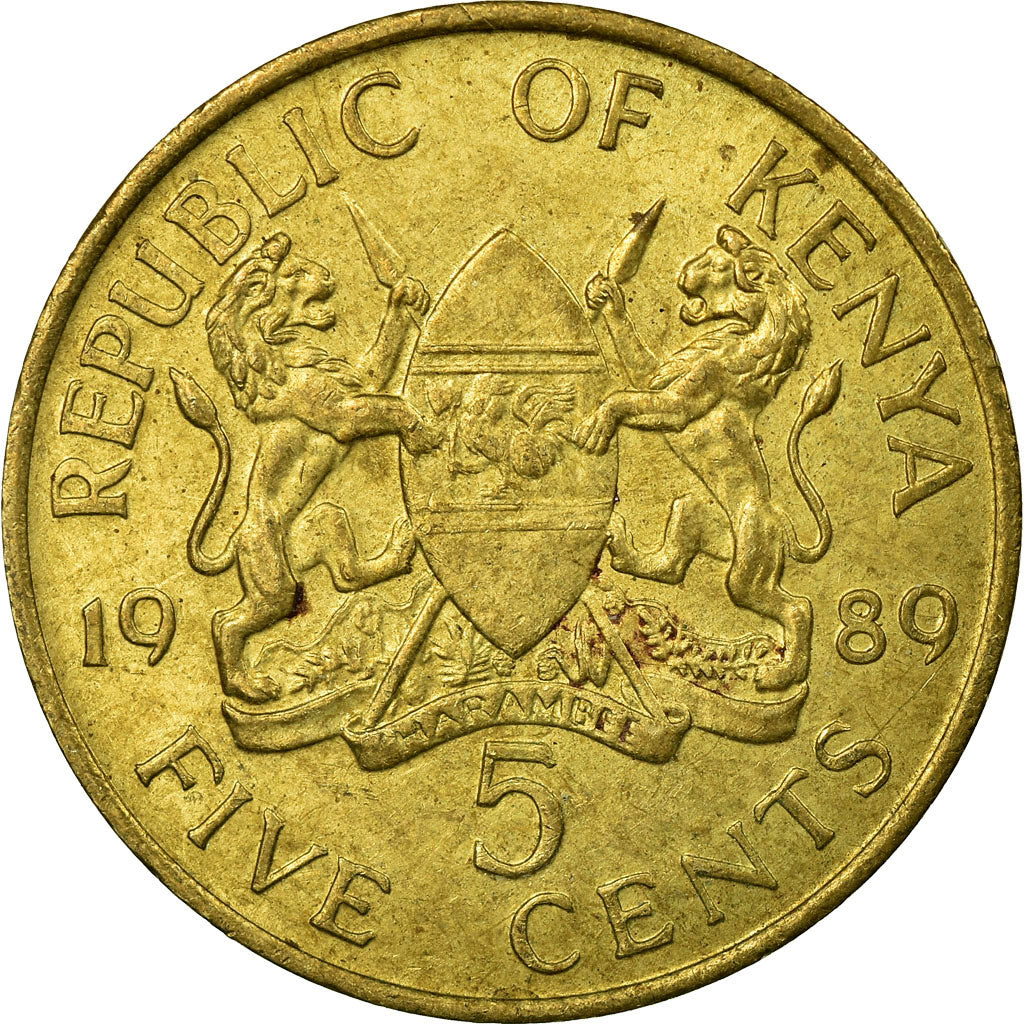 Coin, Kenya, 5 Cents, 1989, British Royal Mint, EF(40-45), Nickel-brass, KM:17