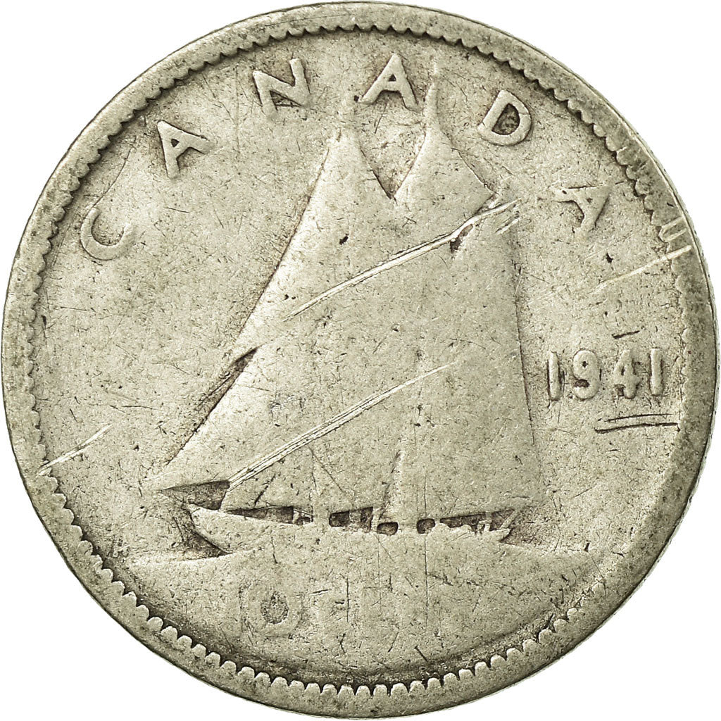 Moneta, Canada, George VI, 10 Cents, 1941, Royal Canadian Mint, Ottawa, MB