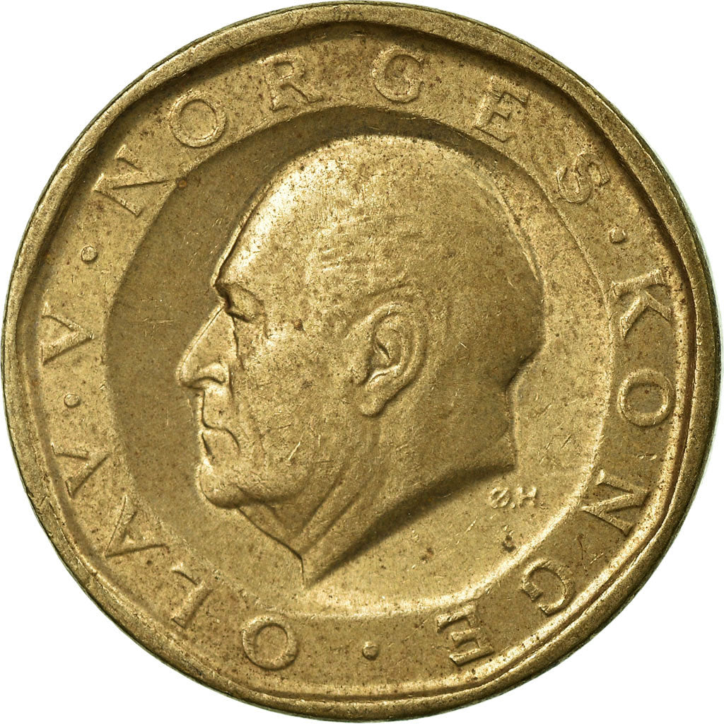 Coin, Norway, Olav V, 10 Kroner, 1987, EF(40-45), Nickel-brass, KM:427