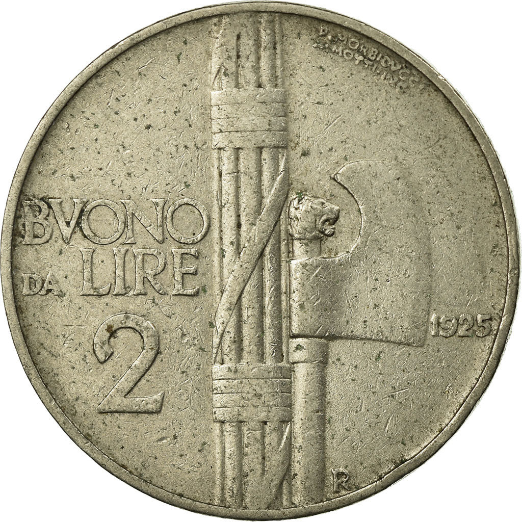 Coin, Italy, Vittorio Emanuele III, 2 Lire, 1925, Rome, EF(40-45), Nickel, KM:63
