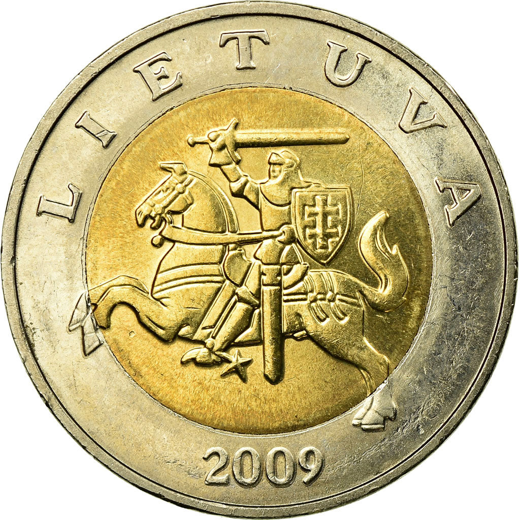 Coin, Lithuania, 5 Litai, 2009, EF(40-45), Bi-Metallic, KM:113