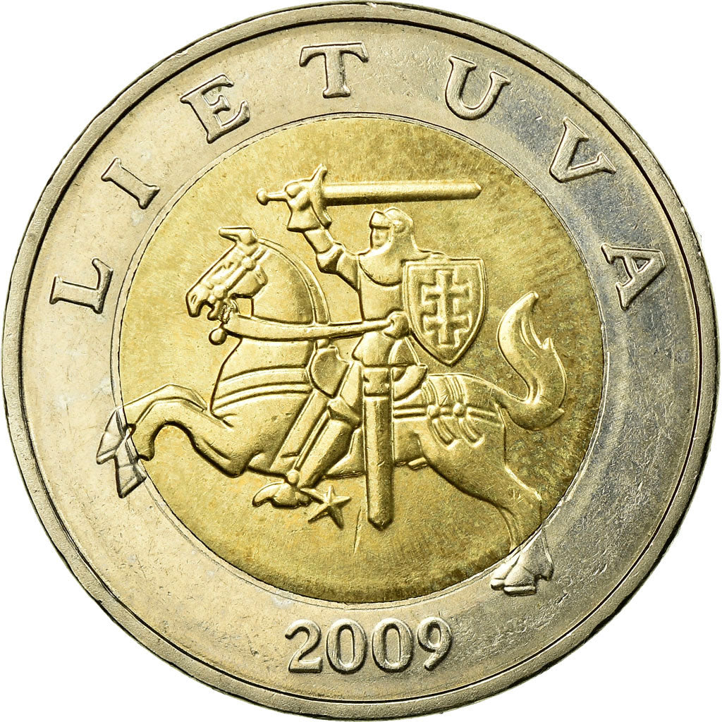 Coin, Lithuania, 5 Litai, 2009, EF(40-45), Bi-Metallic, KM:113