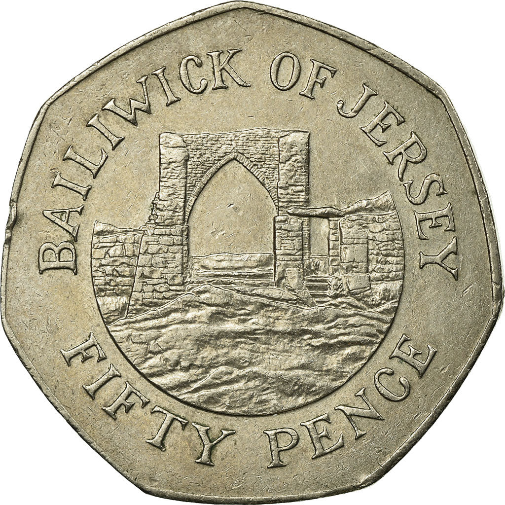 Coin, Jersey, Elizabeth II, 50 Pence, 1987, EF(40-45), Copper-nickel, KM:58.1