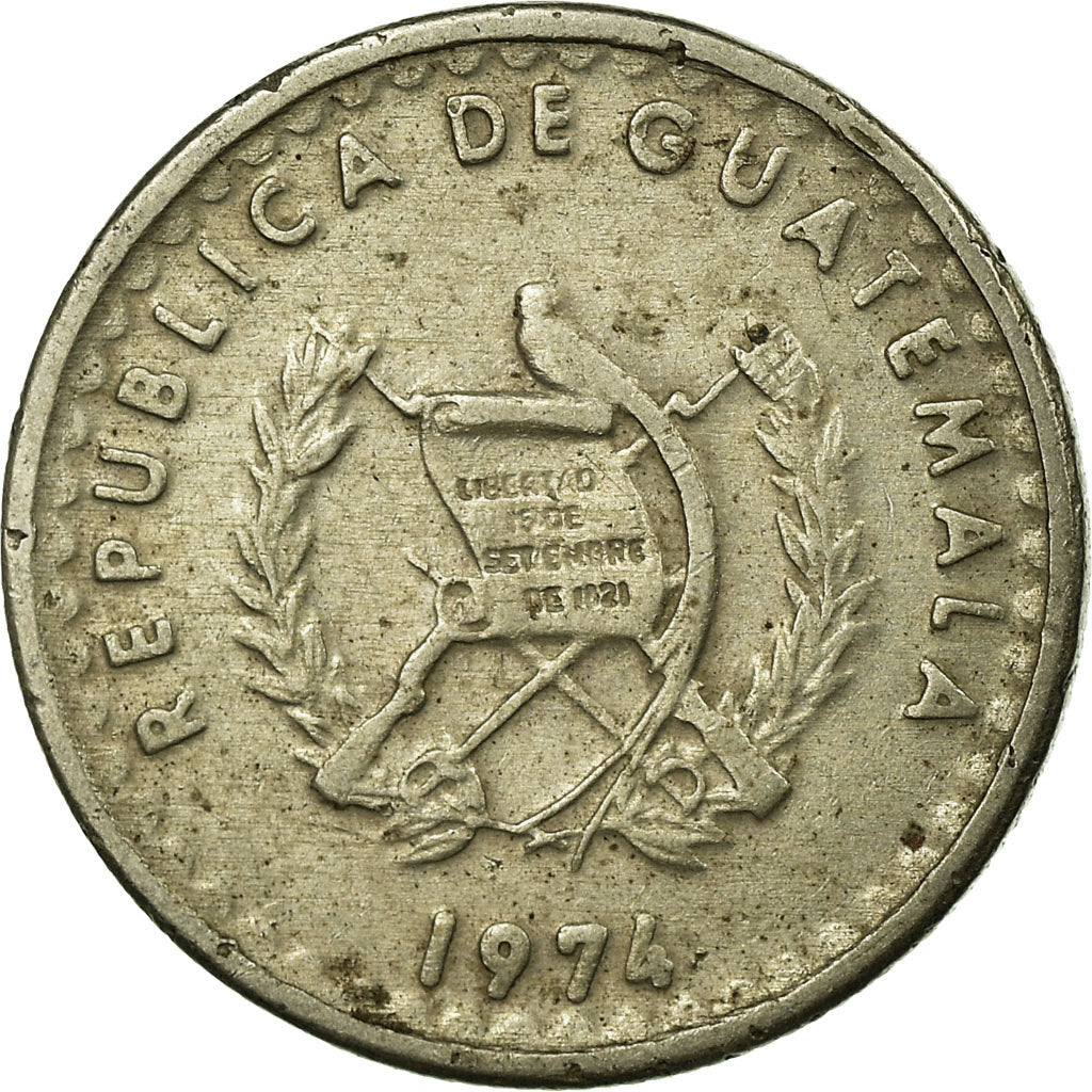 Moneta, Guatemala, 5 Centavos, 1974, BB, Rame-nichel, KM:270