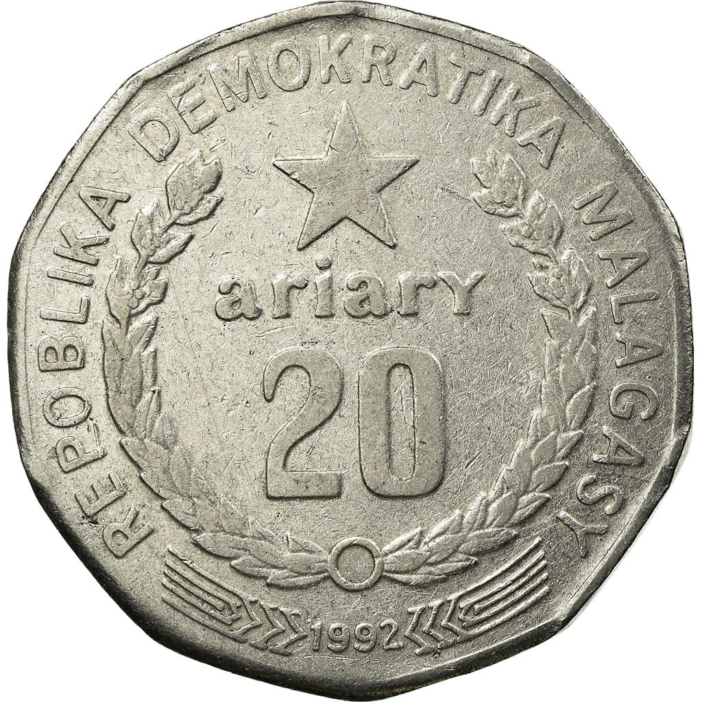 Monnaie, Madagascar, 20 Ariary, 1992, Royal Canadian Mint, TTB, Stainless Steel