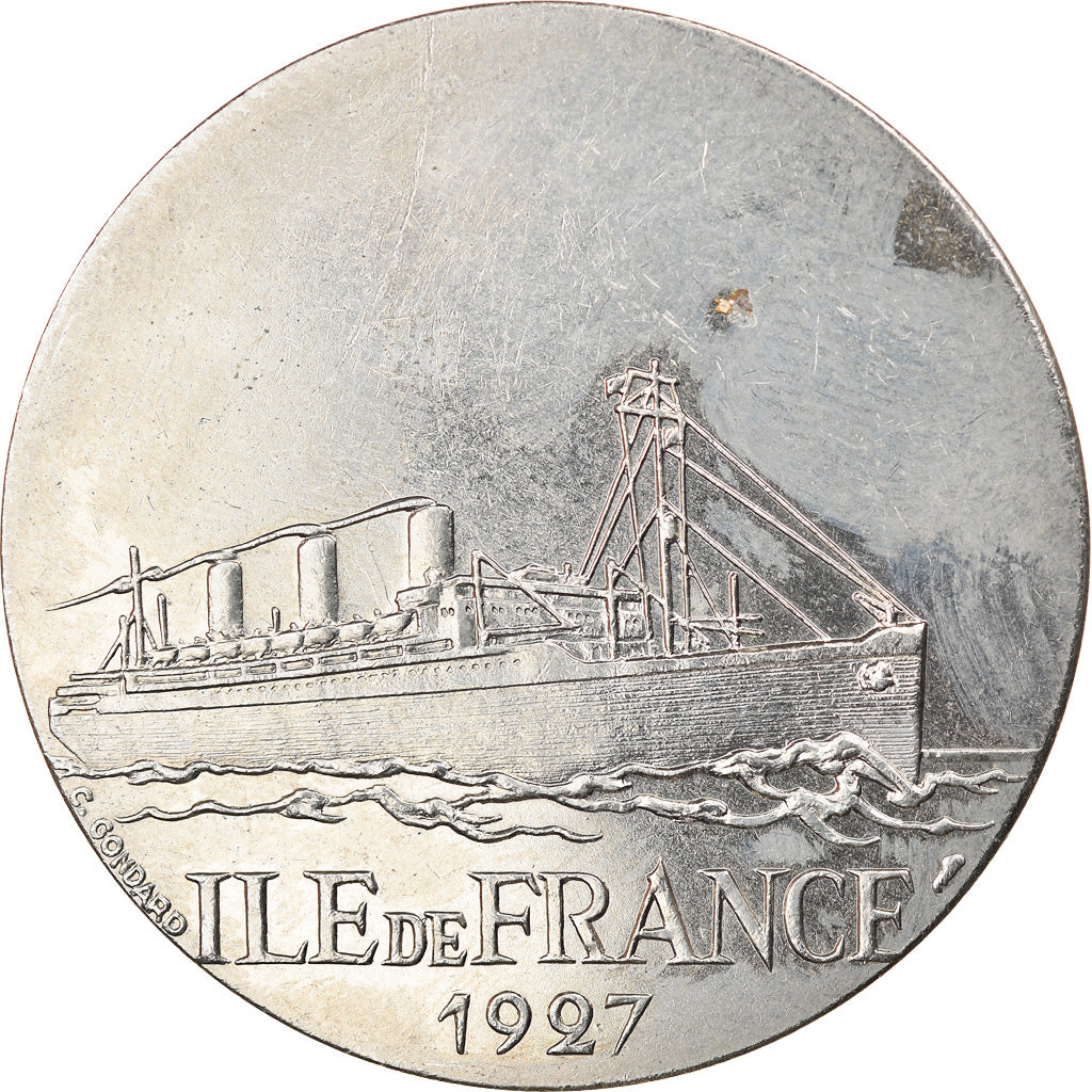 Francia, medaglia, Les Grands Transatlantiques, Ile de France, Shipping, C.