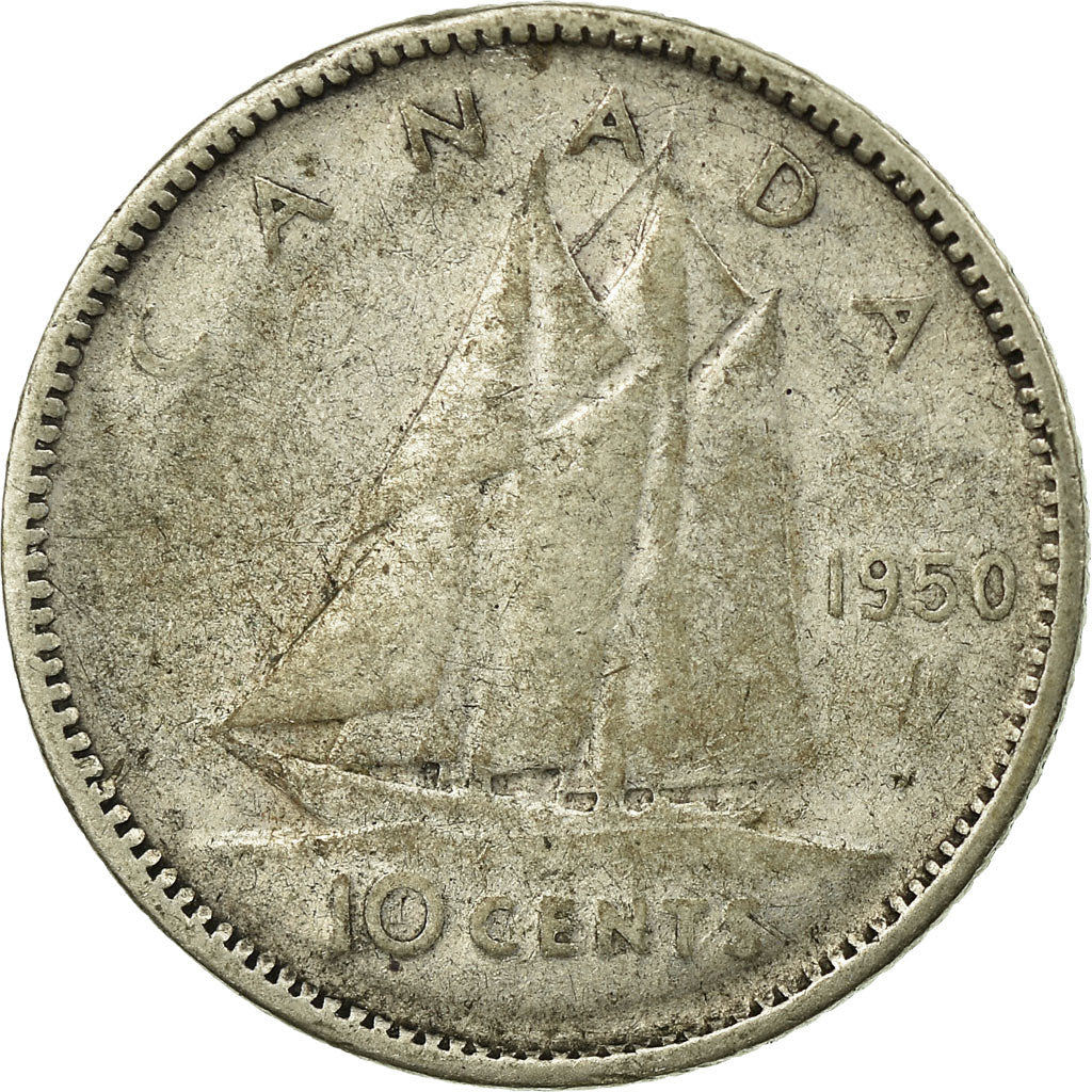 Moeda, Canadá, George VI, 10 Cents, 1950, Royal Canadian Mint, Ottawa