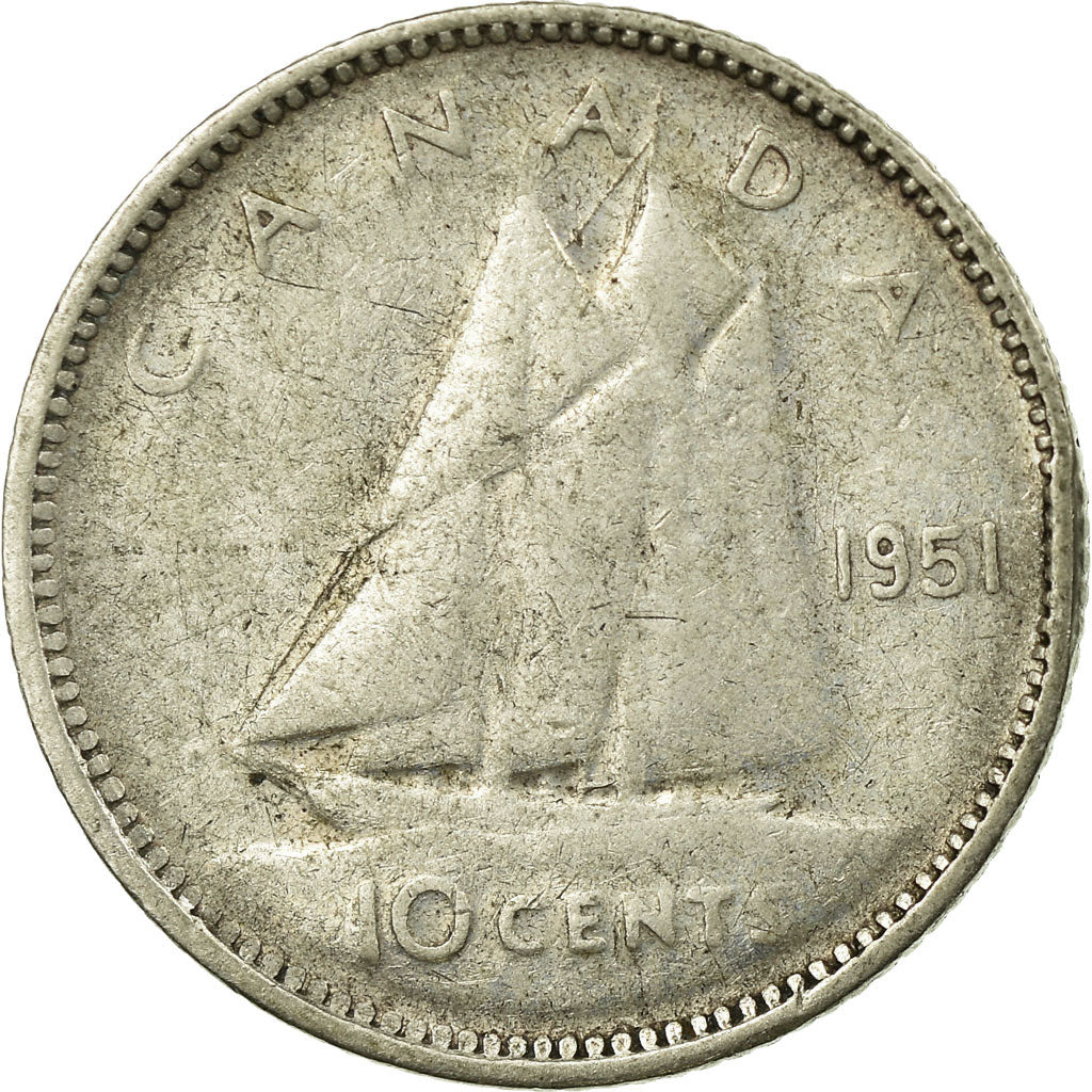Coin, Canada, George VI, 10 Cents, 1951, Royal Canadian Mint, Ottawa, VF(20-25)