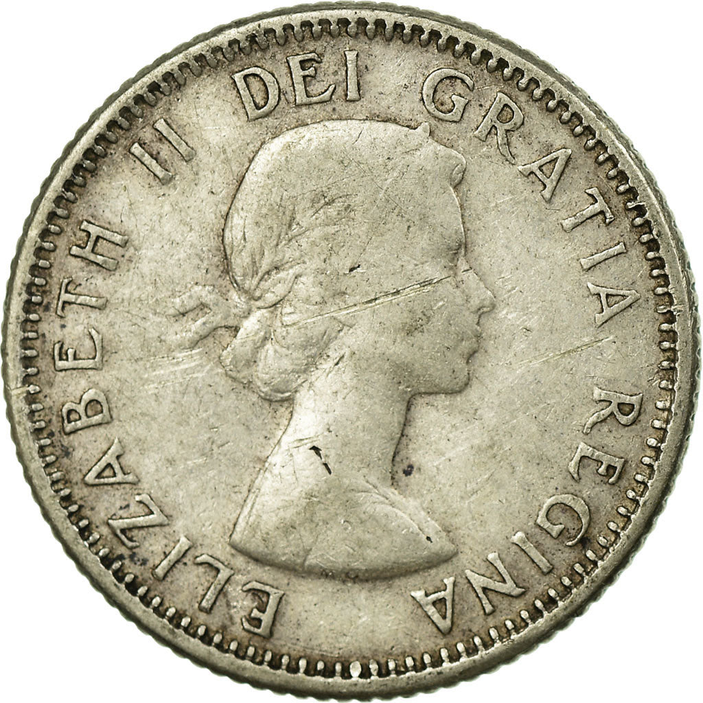 Coin, Canada, Elizabeth II, 10 Cents, 1955, Royal Canadian Mint, Ottawa