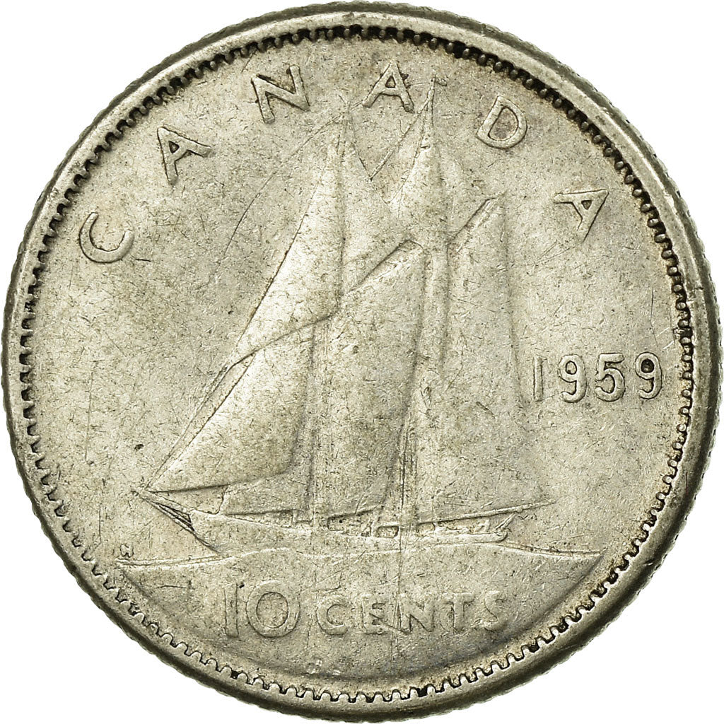 Coin, Canada, Elizabeth II, 10 Cents, 1959, Royal Canadian Mint, Ottawa