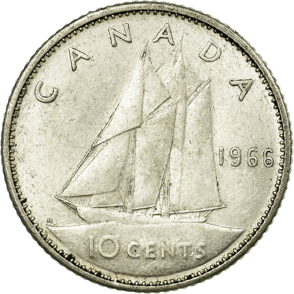 Coin, Canada, Elizabeth II, 10 Cents, 1966, Royal Canadian Mint, Ottawa