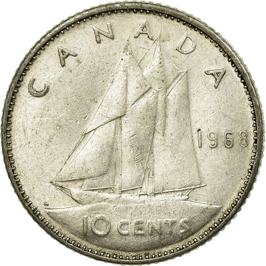 Munten, Canada, Elizabeth II, 10 Cents, 1968, Royal Canadian Mint, Ottawa, ZF