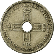 Coin, Norway, Haakon VII, Krone, 1939, EF(40-45), Copper-nickel, KM:385