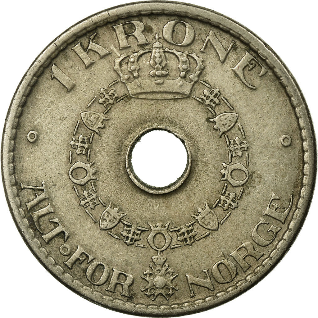 Coin, Norway, Haakon VII, Krone, 1939, EF(40-45), Copper-nickel, KM:385