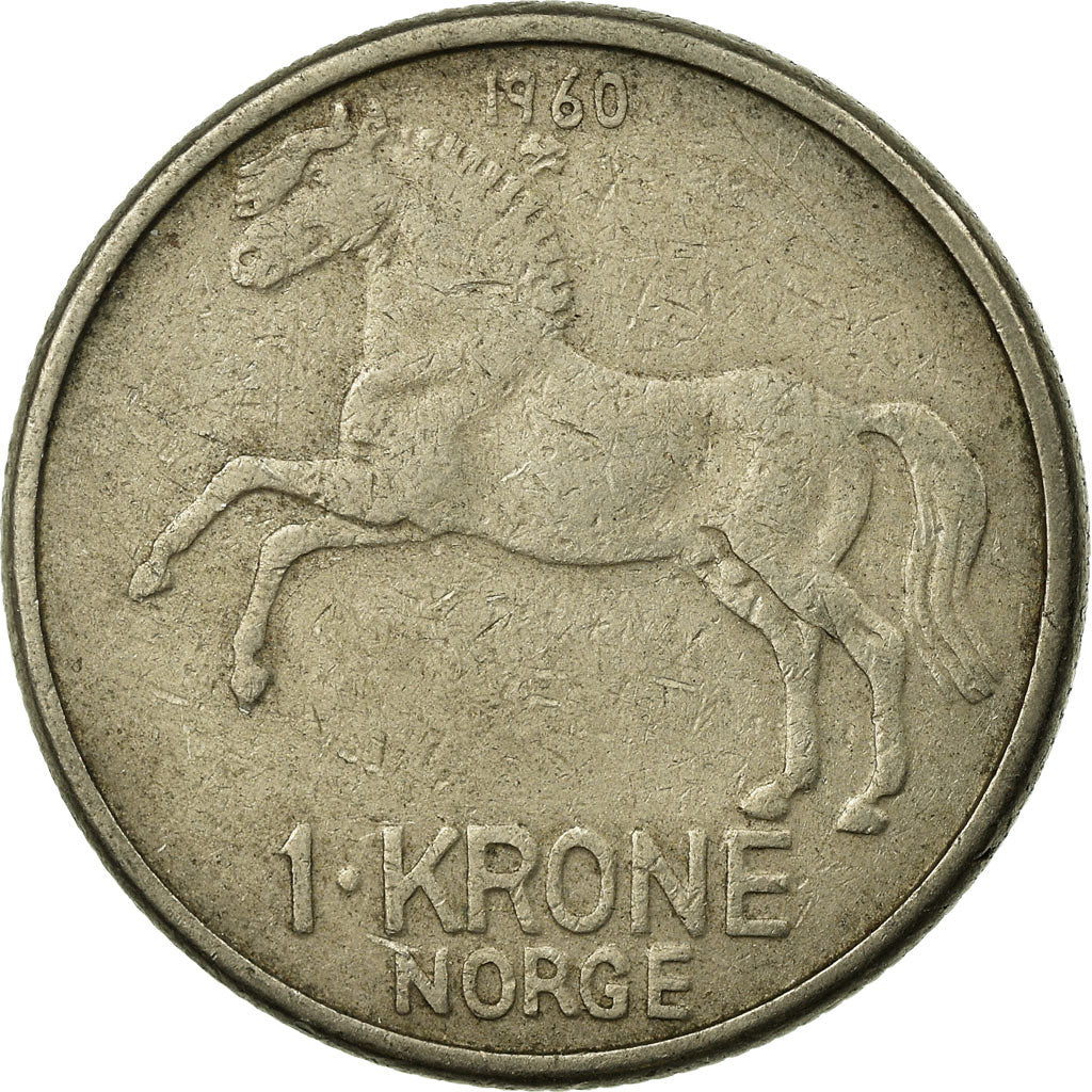 Coin, Norway, Olav V, Krone, 1960, EF(40-45), Copper-nickel, KM:409