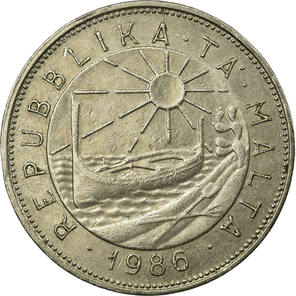 Coin, Malta, 50 Cents, 1986, EF(40-45), Copper-nickel, KM:81