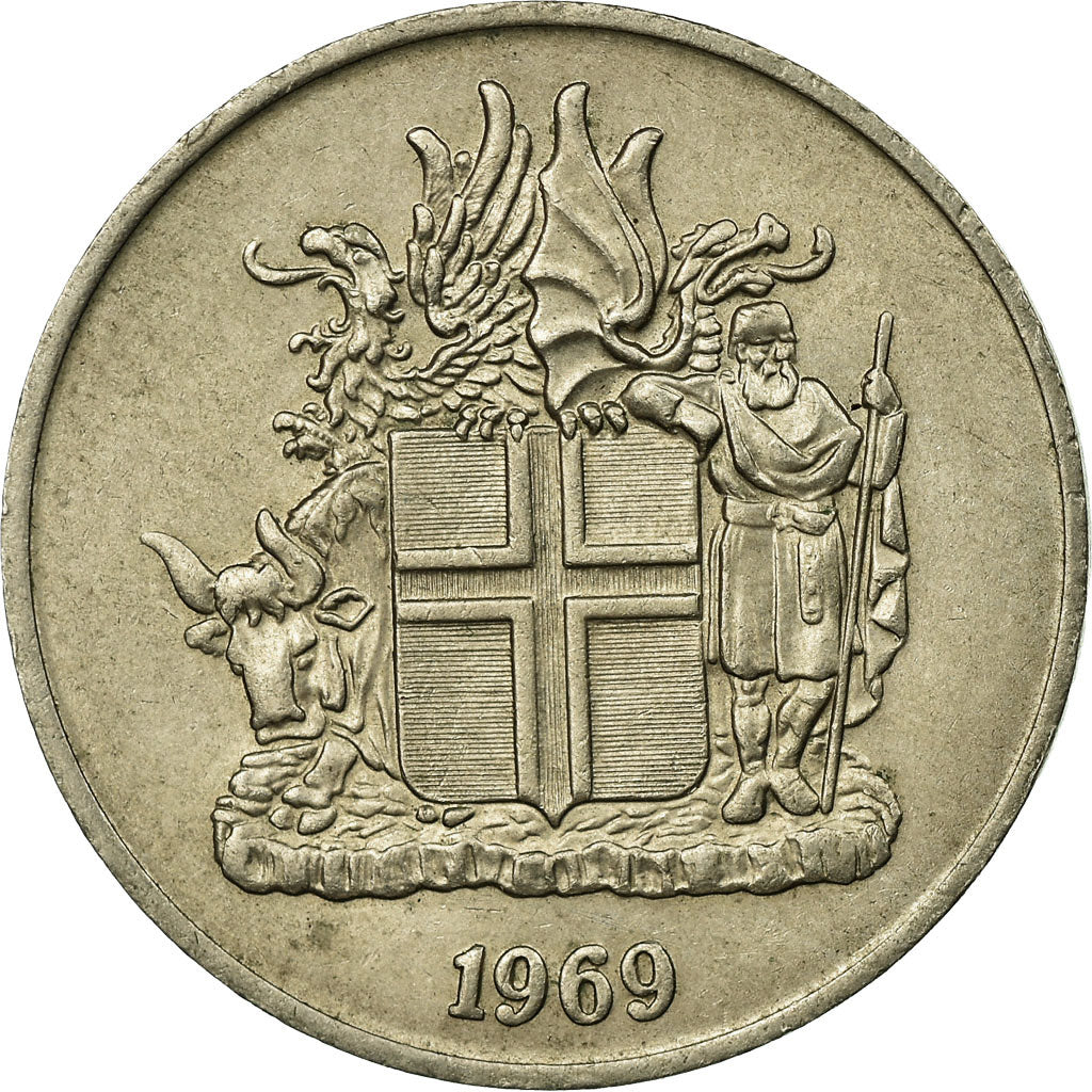 Coin, Iceland, 10 Kronur, 1969, EF(40-45), Copper-nickel, KM:15