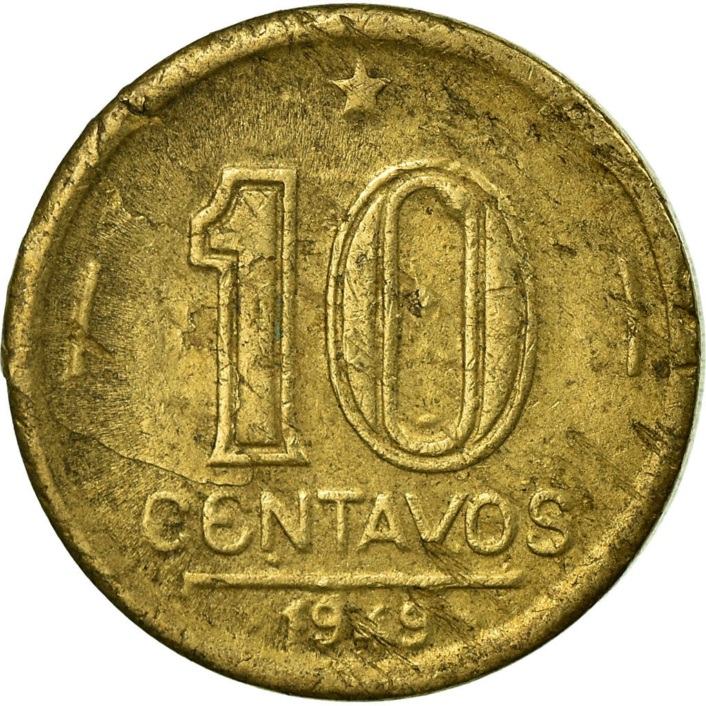 Coin, Brazil, 10 Centavos, 1949, EF(40-45), Aluminum-Bronze, KM:561