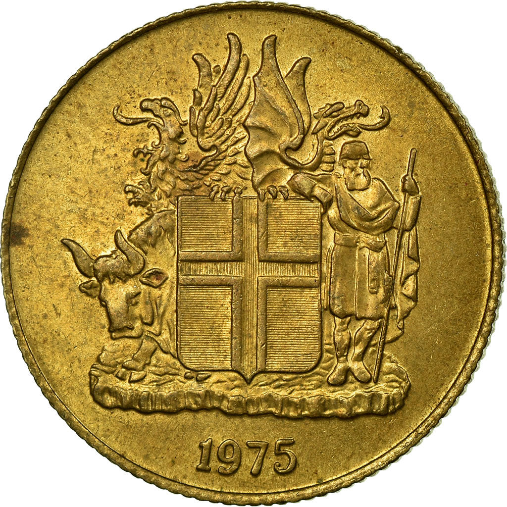 Munten, IJsland, Krona, 1975, ZF, Nickel-brass, KM:12a